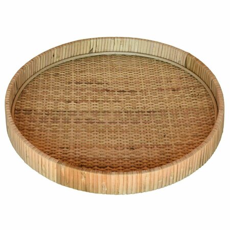 TARIFA 2 x 13.5 x 13.5 in. Natural Jumbo Braided Bamboo Round Tray TA3098230